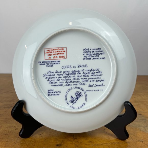 Limoges Paul Durand "Cecile Et Raoul" Christmas Plate 1981 Les Enfants De Durand - Picture 5 of 8